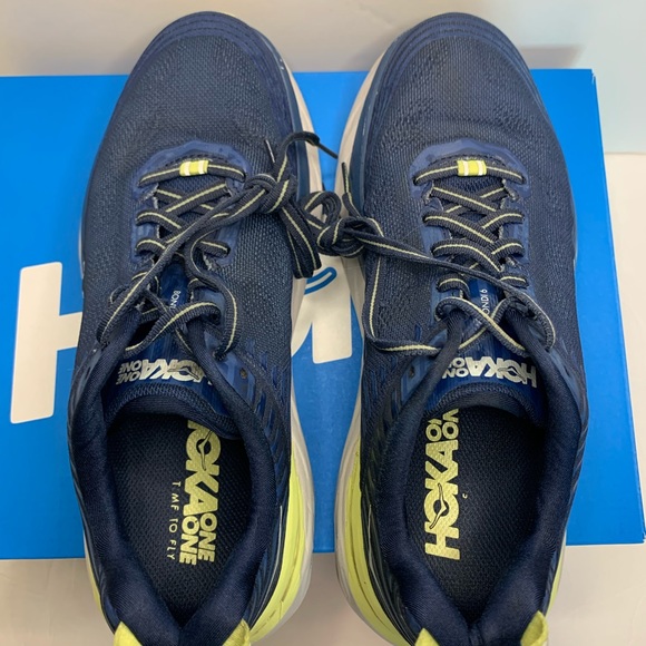 HOKA One One W Bondi 6 Mood Blue Yellow Sz 8 - Picture 7 of 8